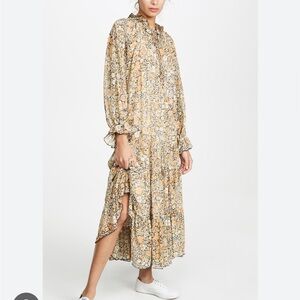 Free People Floral Long Sleeve Dress - Orange and Black